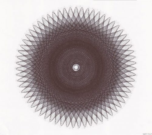 Parametric drawing done with a Zebra Surari 1.0 mm emulsion ink. ©Mary Wagner