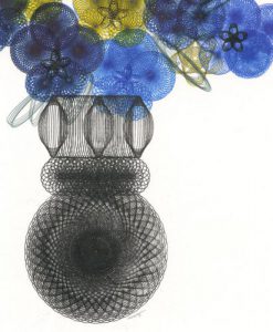 Detail of "Pansies In A Vase" parametric drawing by Mary Wagner. Copyright Mary Wagner