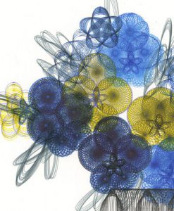 "Pansies In A Vase" detail of line drawing by Mary Wagner. Copyright Mary Wagner