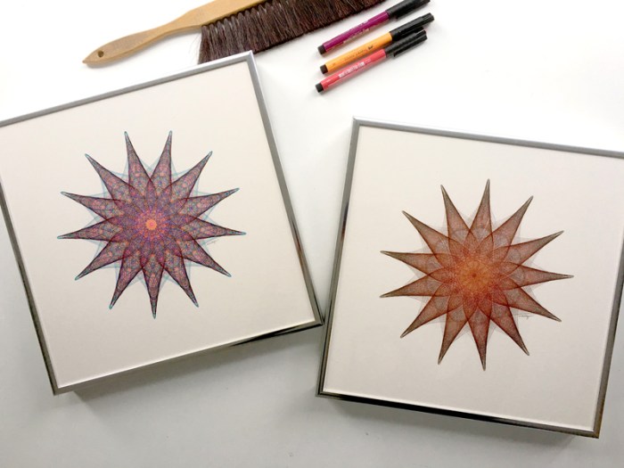 Framed drawings ready to ship to new homes. Copyright Mary Wagner