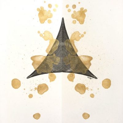 "Golden Triangle", 12x9, ink and paint on paper. ©Copyright Mary Wagner