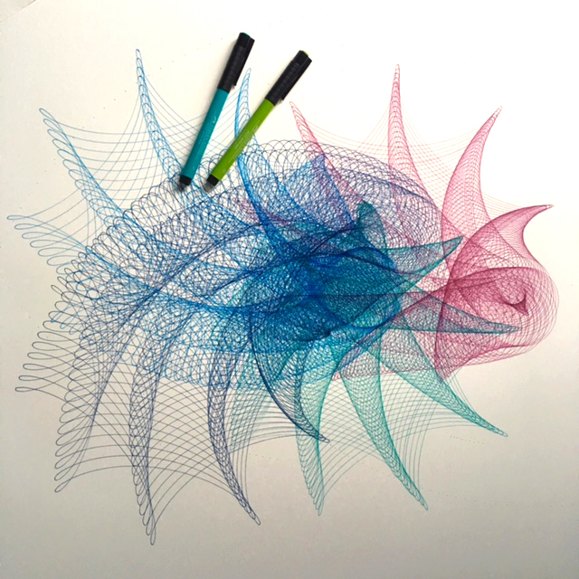 Work in progress on multi-colored rainbow fairy drawing.