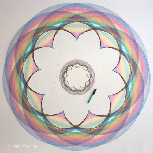 The smaller drawing in the center is a 1:4 scale study of the full- size drawing.