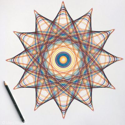 Mary Wagner, "Joost Up Colors", 20 x 20 inches, Faber-Castell Pitt artist pigment ink pens and Polychromos color pencil on Fabriano Artistico 100% cotton paper. ©Copyright Mary Wagner