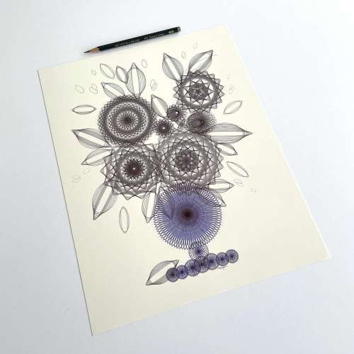 "Black Flowers" ink on paper, 14x11 inches. Copyright Mary Wagner. All Rights Reserved. MaryWagner.com