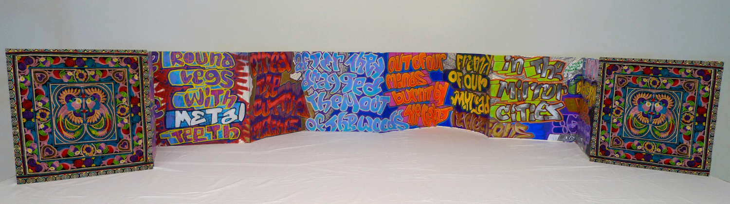 Slaughter of the Trees CUBA, Marshall Weber, Mary Wagner Acrylic, marker pen, binding, cloth case 16 x 16 in, 10 Pages