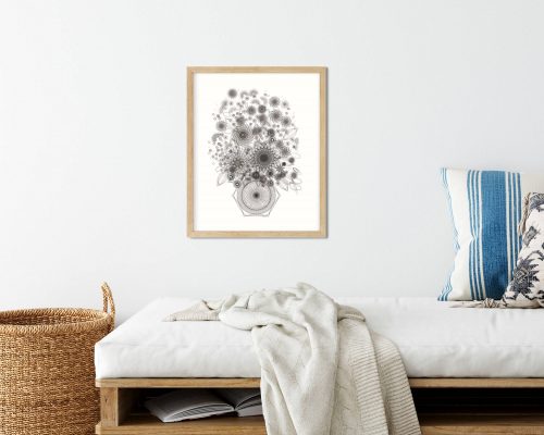 "Bouquet In Black" ink on paper. Copyright Mary Wagner. All Rights Reserved. MaryWagner.com