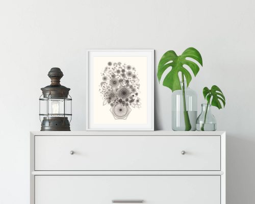 "Bouquet In Black" ink on paper. Copyright Mary Wagner. All Rights Reserved. MaryWagner.com