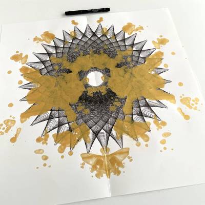 "Sanctuary" ink blot painting on bristol board. Copyright Mary Wagner. All Rights Reserved. MaryWagner.com